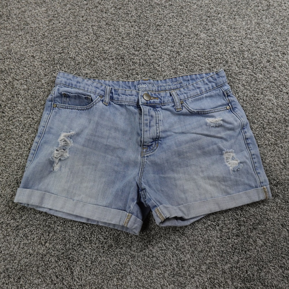 Gap Shorts Womens 6 Blue Denim Jean Jorts Mid Rise Mini Micro Shortie Cuffed Y2K